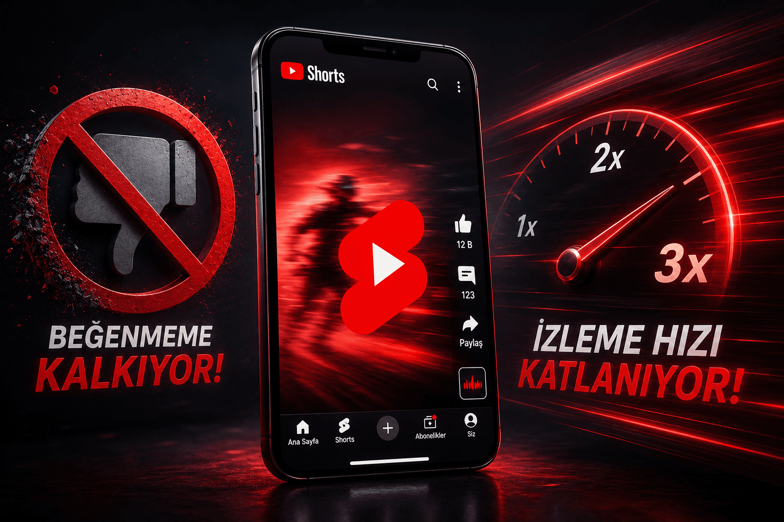 YouTube Shorts'ta Köklü Değişim: 'Beğenmeme' Butonu Kalkıyor ve İzleme Hızı Katlanıyor