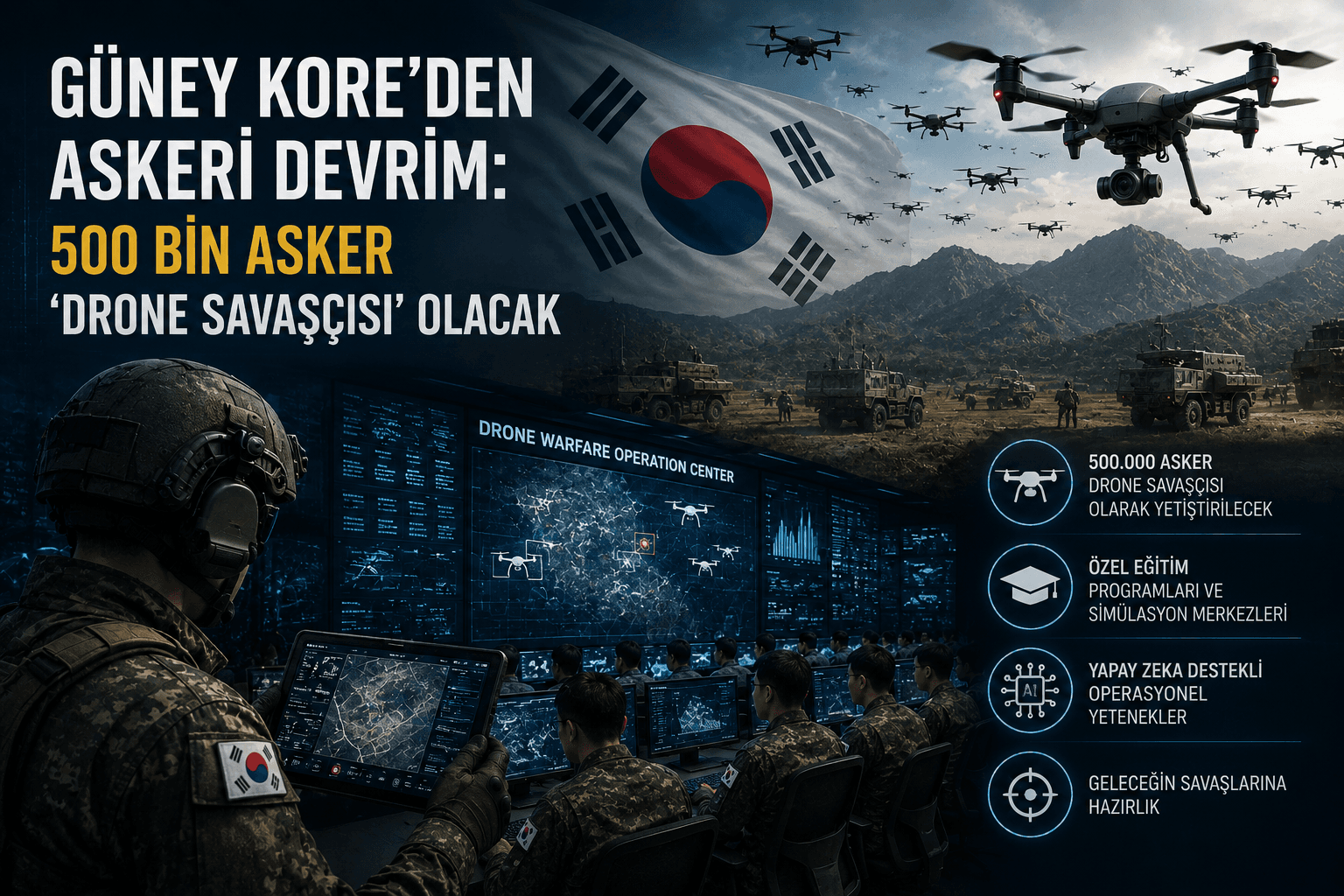Güney Kore'den Askeri Devrim: 500 Bin Asker 'Drone Savaşçısı' Olacak
