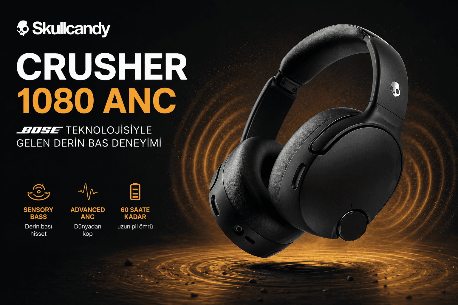 Skullcandy Crusher 1080 ANC: Bose Teknolojisiyle Gelen Derin Bas Deneyimi
