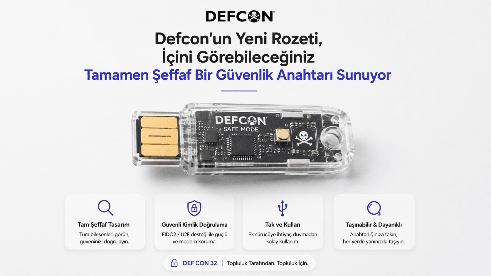 Defcon'un Yeni Rozeti, İçini Görebileceğiniz Tamamen Şeffaf Bir Güvenlik Anahtarı Sunuyor