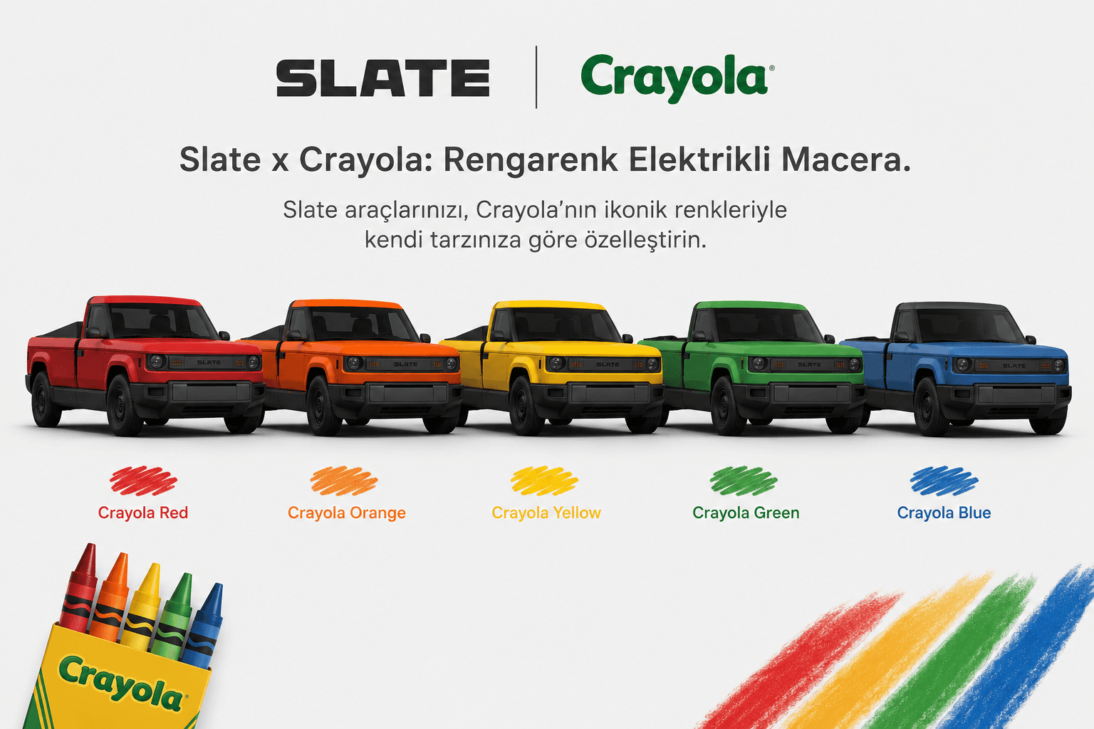 Slate, Elektrikli Kamyonetini Crayola Renkleriyle Kişiselleştiriyor