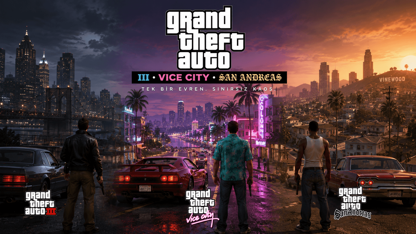 GTA Evrenleri Tek Bir Çatıda Birleşti: San Andreas, Vice City ve GTA III Eş Zamanlı Çalışıyor
