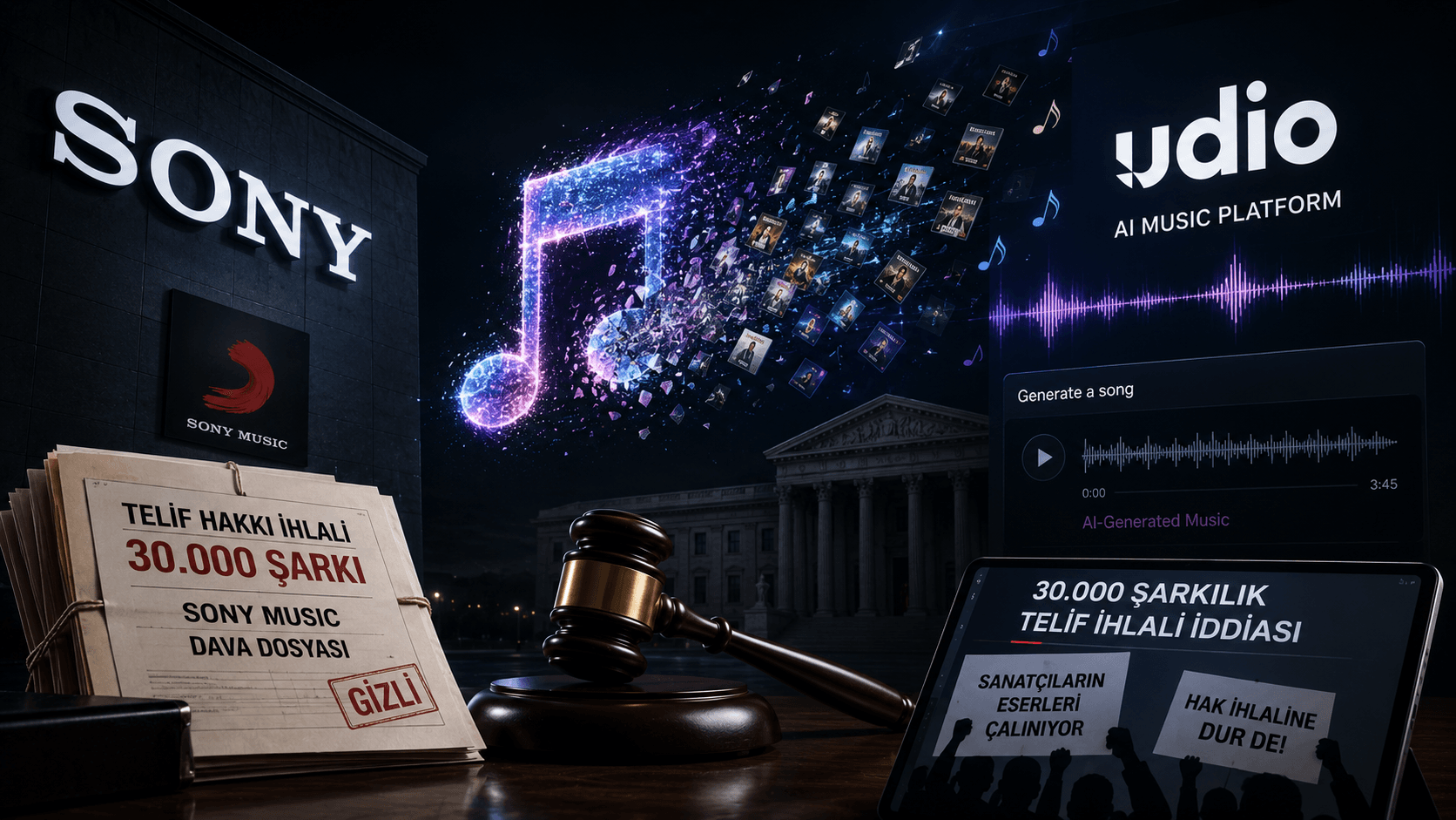 Sony, Dev YZ Müzik Platformu Udio’ya Karşı 30 Bin Şarkılık Telif Savaşı Başlattı